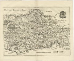 Original Old Copper Engraved Map of the Region of Albi, Southern France, 1663