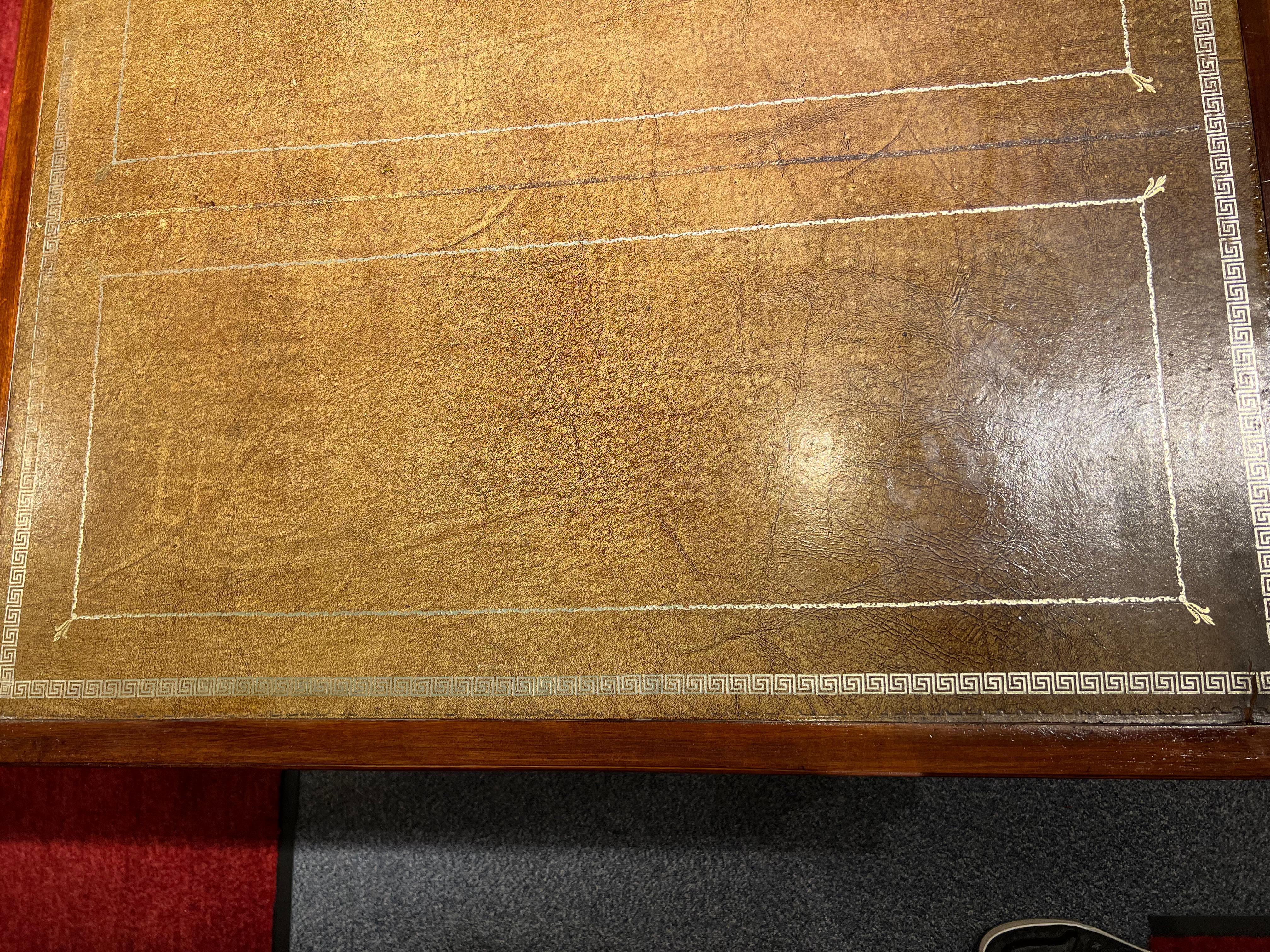 Original Old English Mahogany Desk / Writing Table For Sale 4