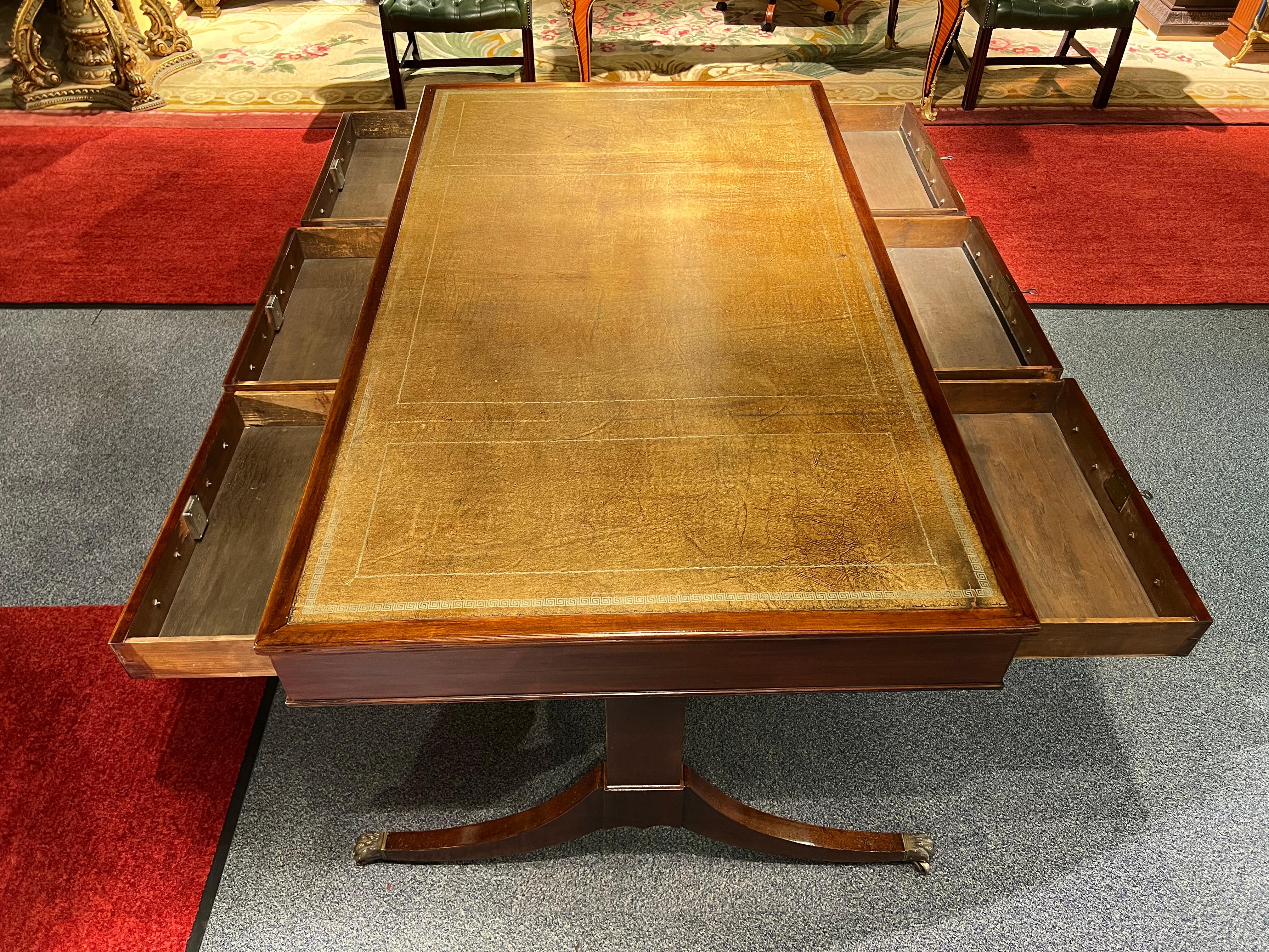 Original Old English Mahogany Desk / Writing Table For Sale 13