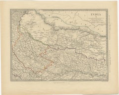 Original Old Map Northeast India, incl Part of Himalayas and China, 1853
