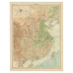 Original Old Map of Eastern China, Also Depicting Taiwan 'Formosa', 1922