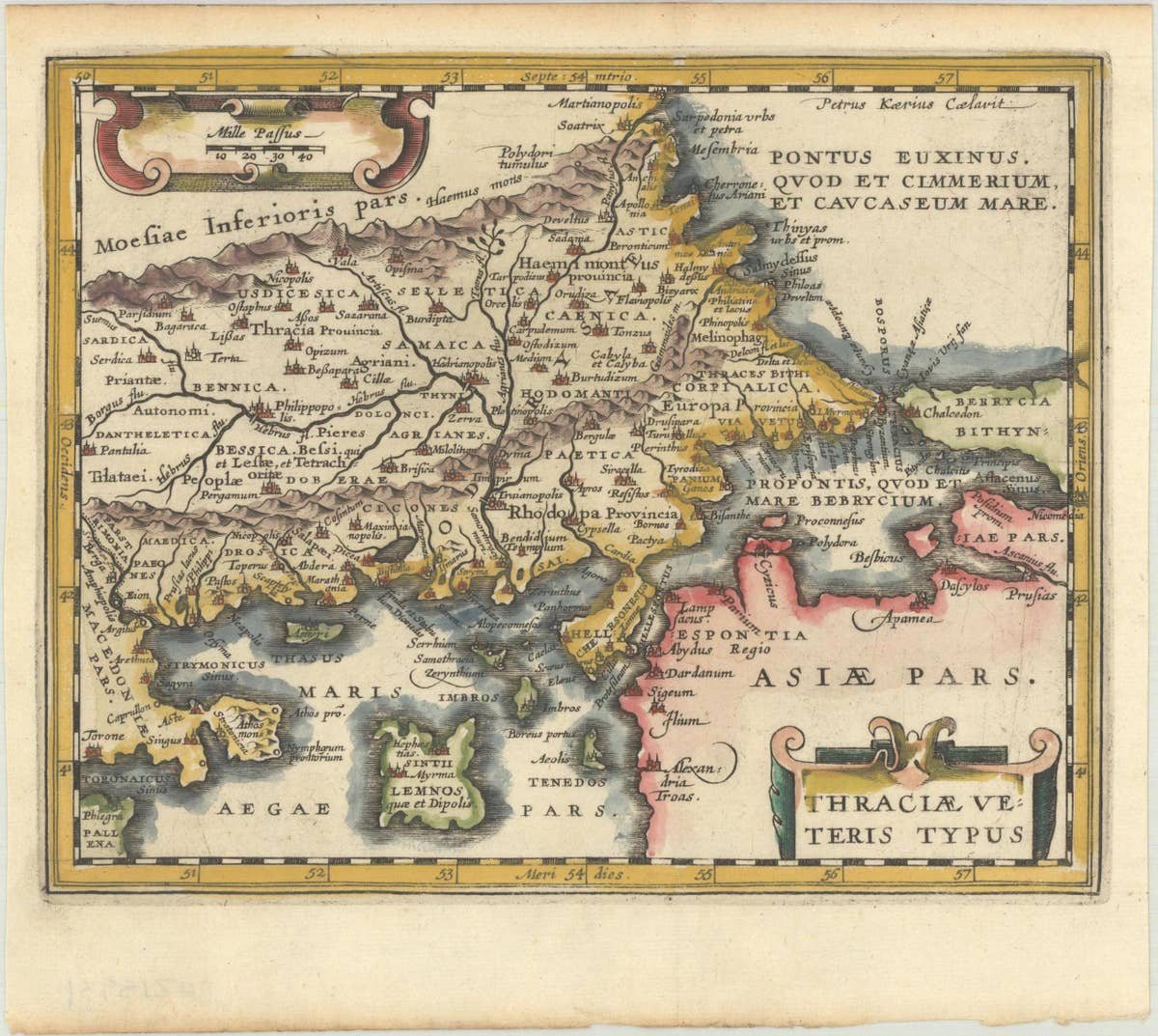 Original Old Map of Northeastern Greece & Northwestern Turkey, Published in 1661