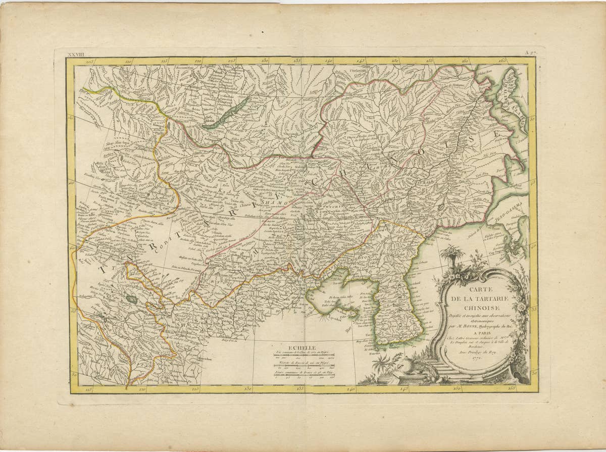 Original Old Map of Present-Day Mongolia, Northeast China and Korea