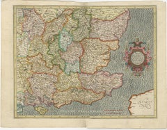 Original Old Map of South East England Incl London, Oxford, Cambridge, Etc, 1633