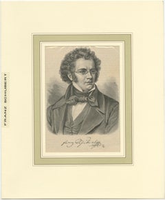 Original Old Print of Austrian Composer Franz Peter Schubert, 1897