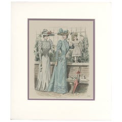 Impresión original de moda antigua a todo color. 'c.1900'