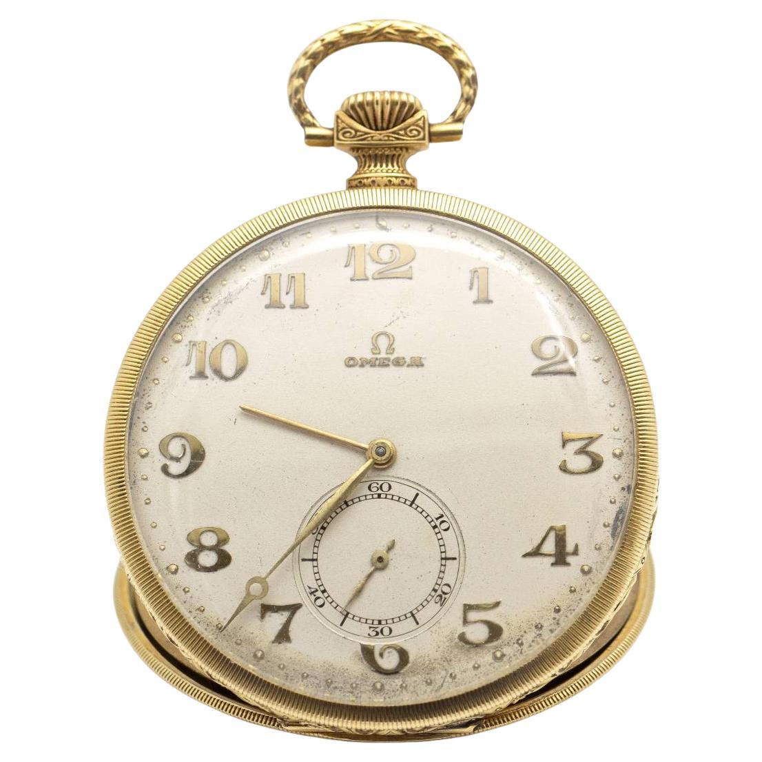 Original OMEGA Pocket Watch in Yellow Gold For Sale