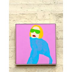 Original Op-Art Acrylgemälde auf Leinwand, Op Art