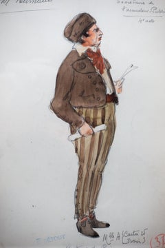 Original Opera and Theatre Costume Watercolor Design by Charles Betout, Paris