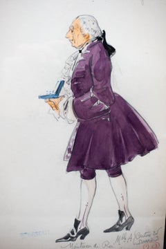 Original Opera and Theatre Costume Watercolor Design by Charles Betout, Paris