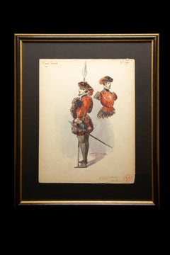 Original Opera and Theatre Costume Watercolor Design by Charles Betout, Paris