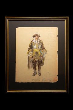 Originale disegno ad acquerello di costumi d'opera e teatrali di Charles Betout, Paris