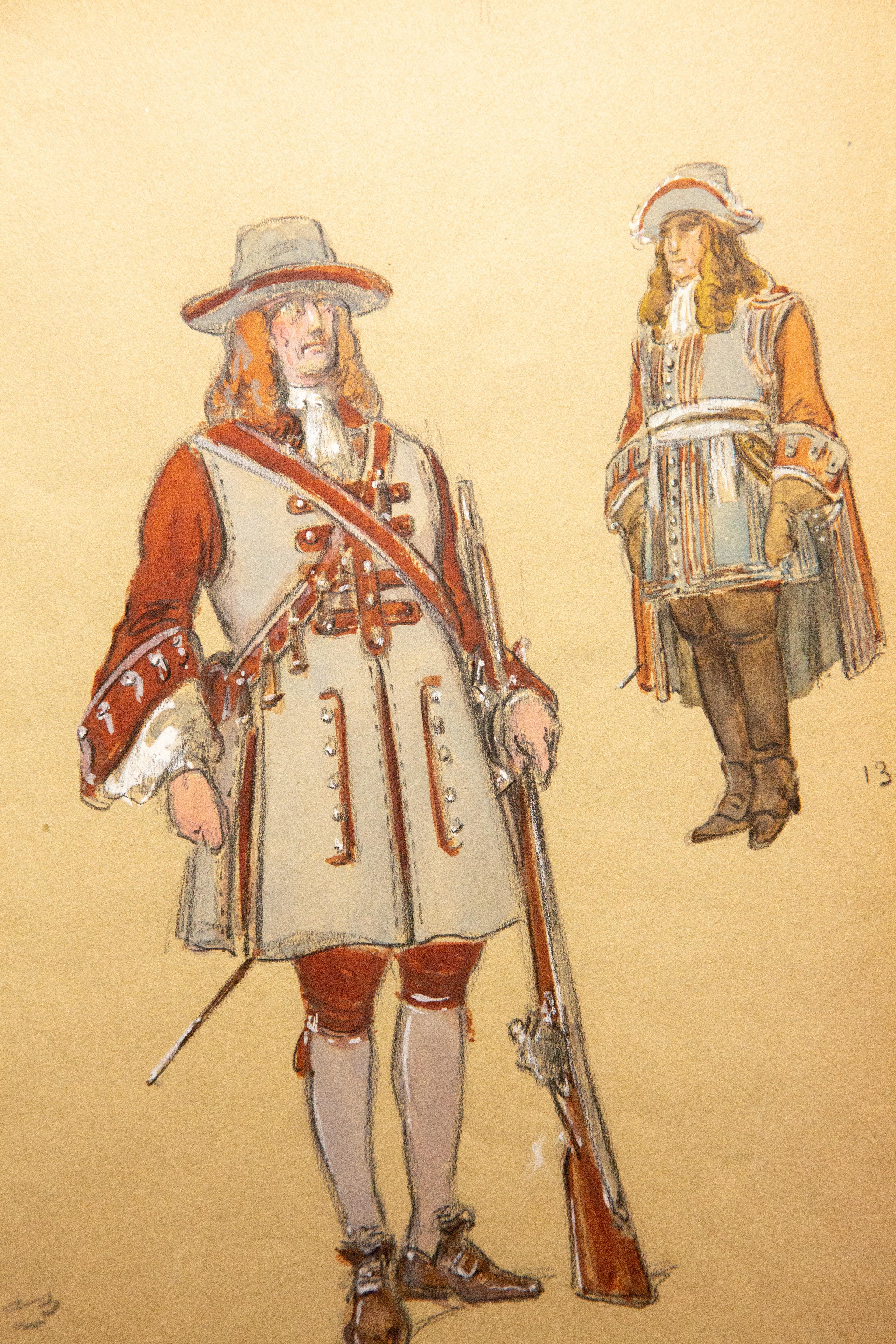 Napoleon III Original Opera and Theatre Costume Watercolor Design by Charles Betout, Paris
