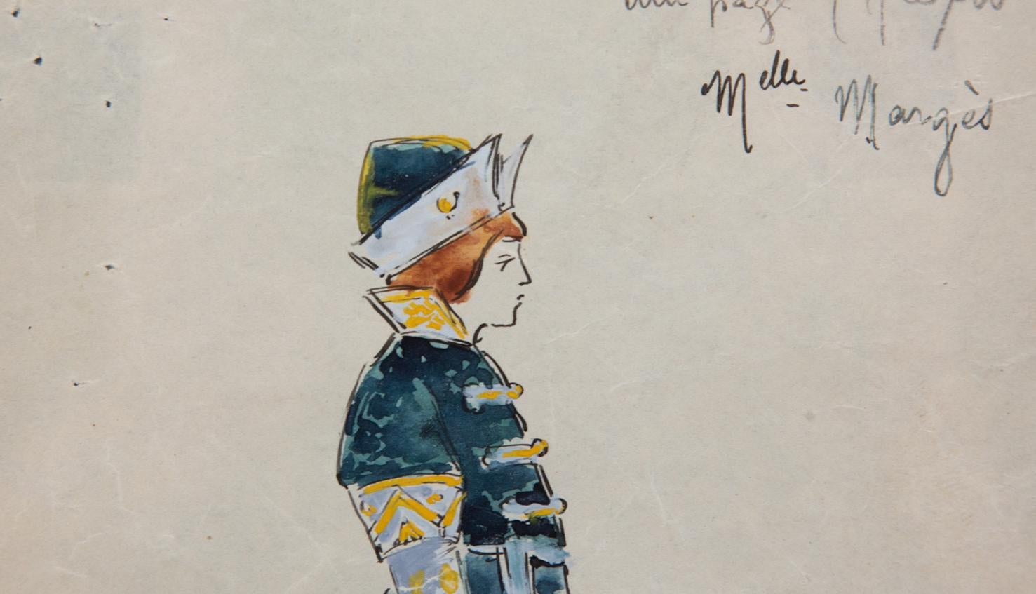 Original Opera and Theatre Costume Watercolor Design by Charles Betout, Paris In Excellent Condition In New York, NY