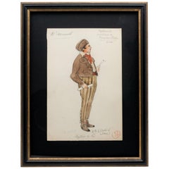Original Opera and Theatre Costume Watercolor Design by Charles Betout, Paris