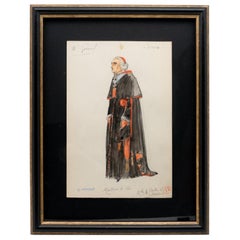 Original Opera and Theatre Costume Watercolor Design by Charles Betout, Paris