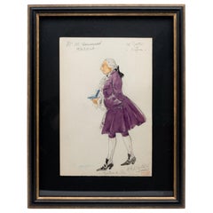 Original Opera and Theatre Costume Watercolor Design by Charles Betout, Paris