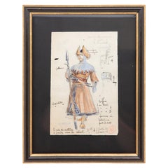 Original Opera and Theatre Costume Watercolor Design by Charles Betout, Paris