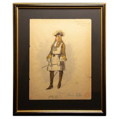 Original Opera and Theatre Costume Watercolor Design by Charles Betout, Paris