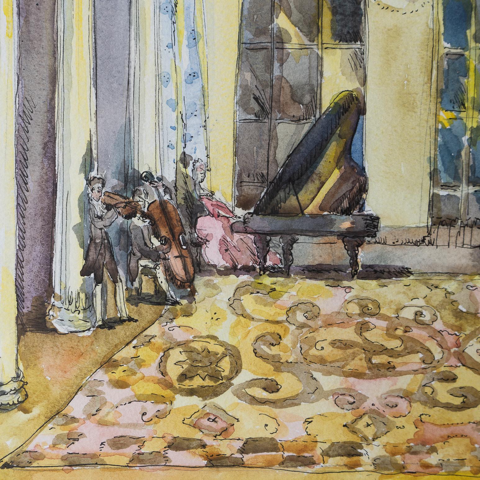 Original Opera Set Design Vintage Watercolour Painting By Ekaterina Mikhailovsky In Good Condition For Sale In Bristol, GB
