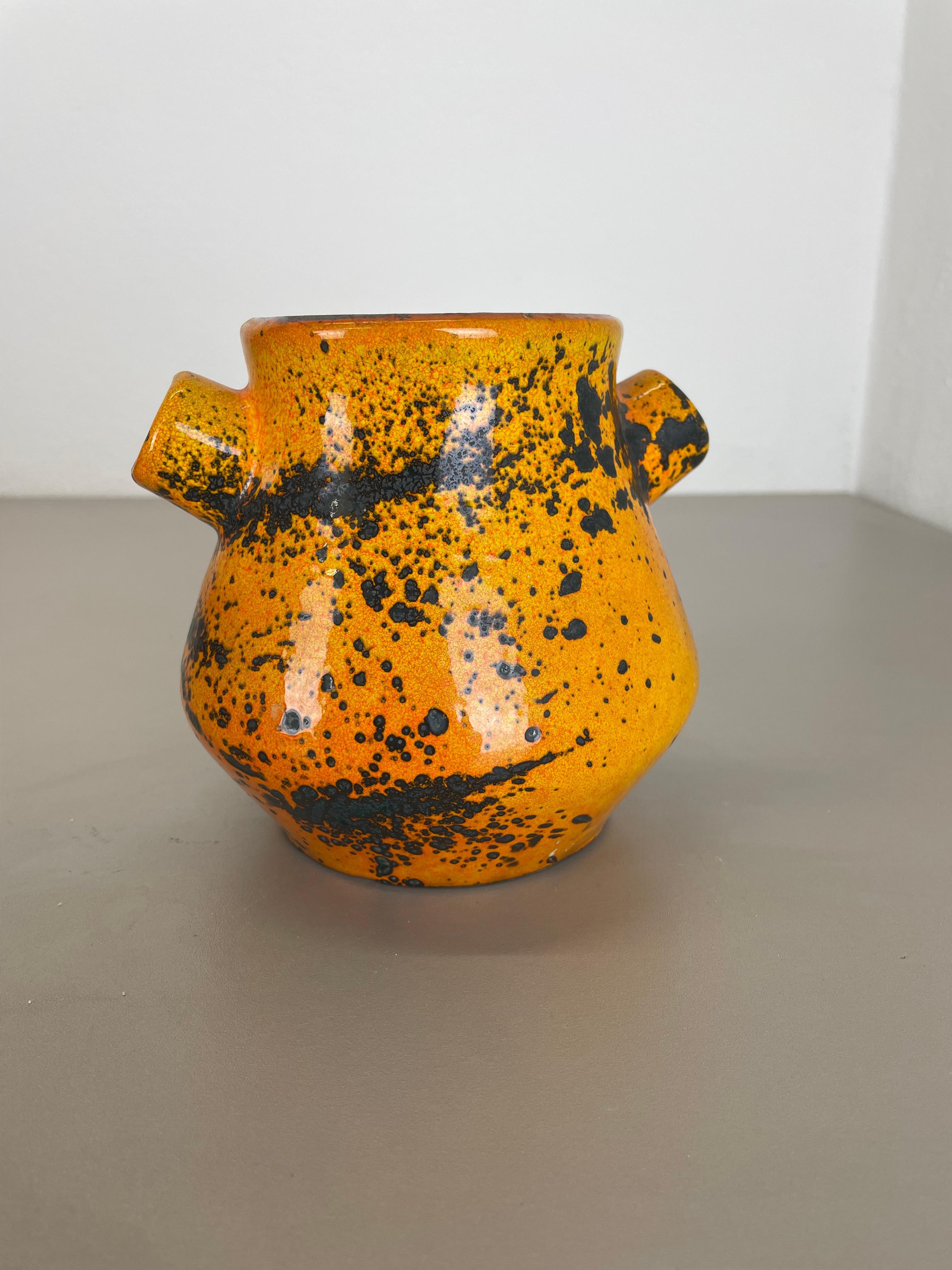 Original Orange Ceramic Studio Pottery Vase by Marei Ceramics, Germany 1970s For Sale 6