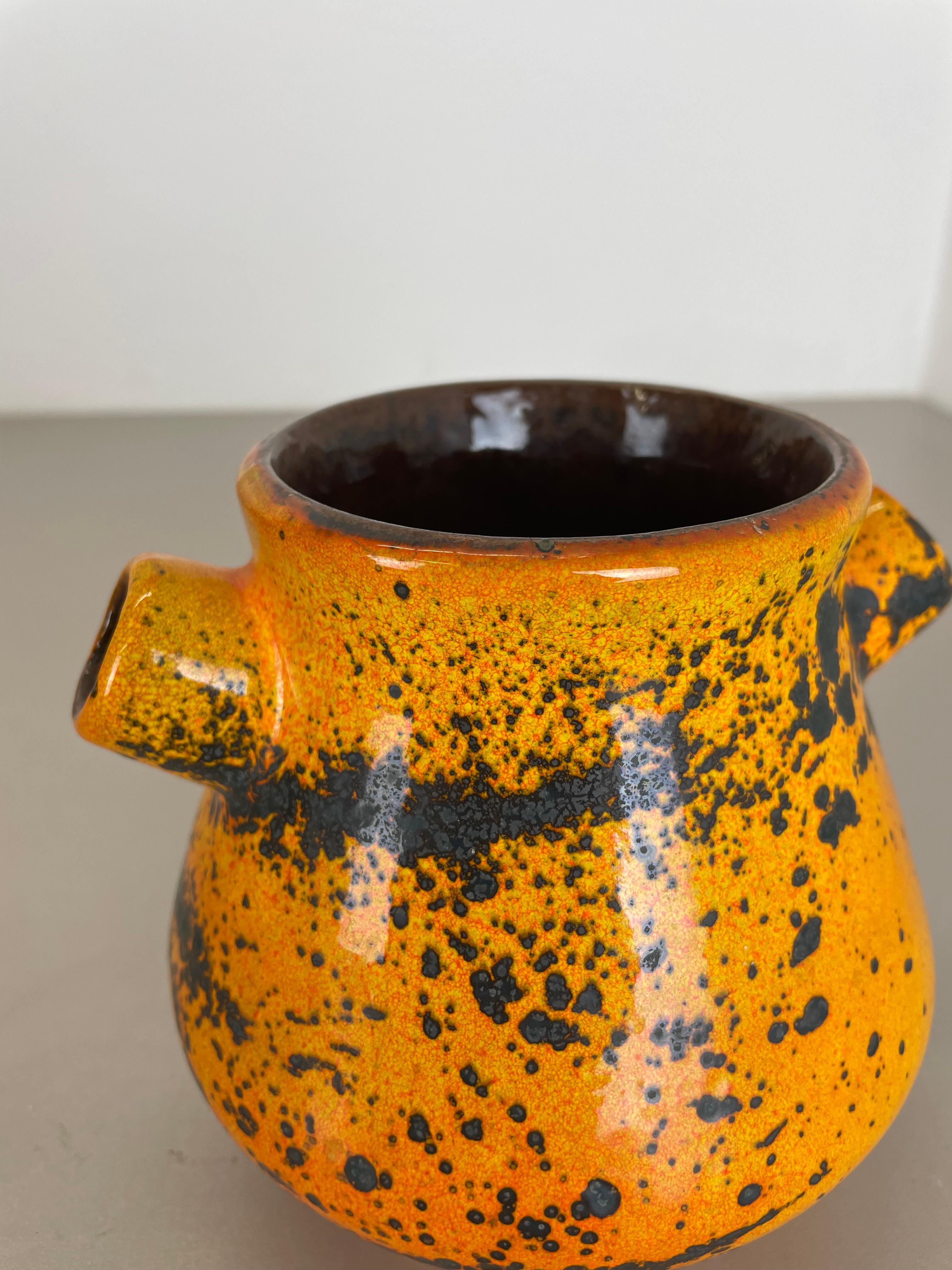 Original Orange Ceramic Studio Pottery Vase by Marei Ceramics, Germany 1970s For Sale 7
