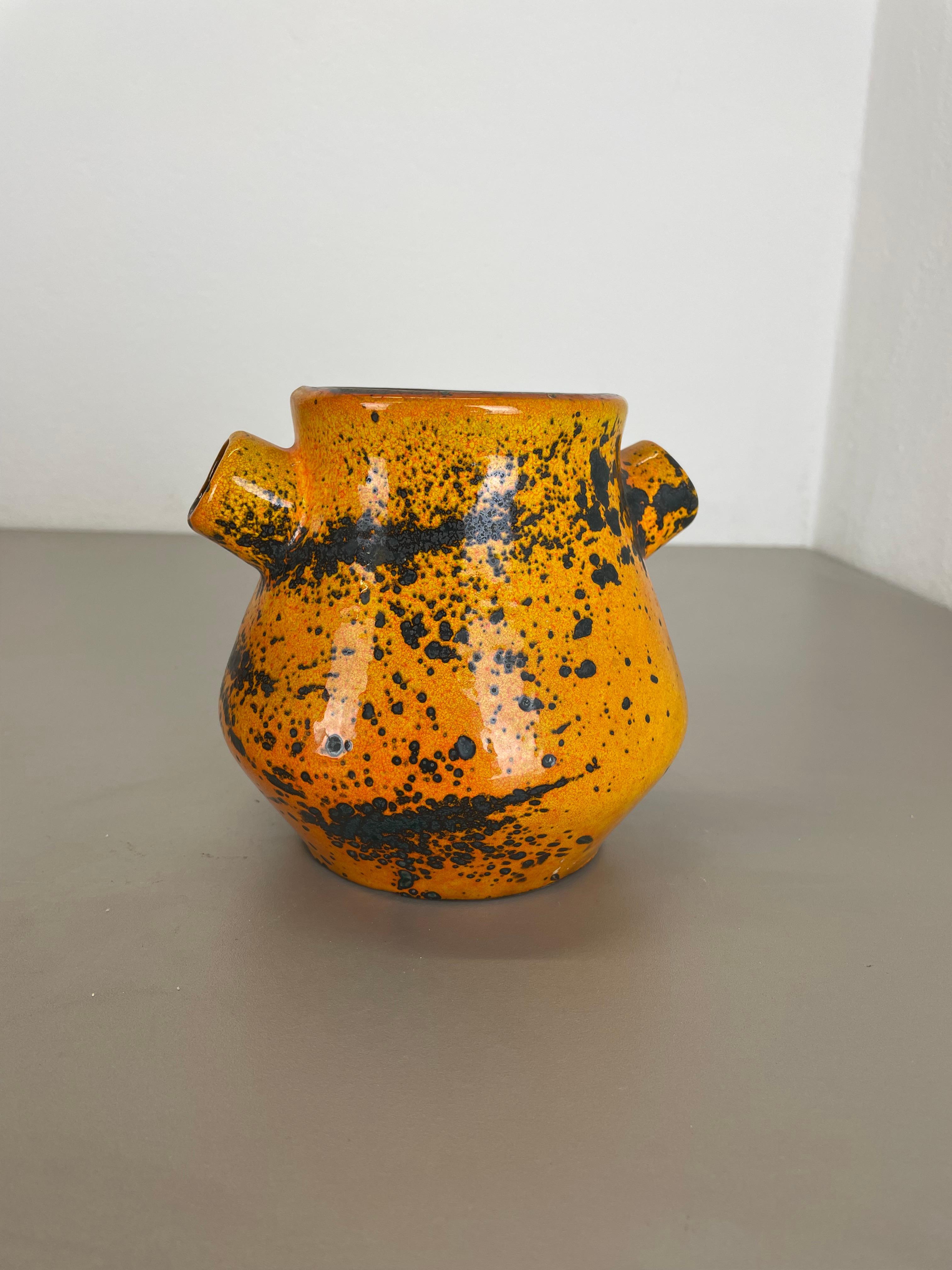 Original Orange Ceramic Studio Pottery Vase by Marei Ceramics, Germany 1970s For Sale 8