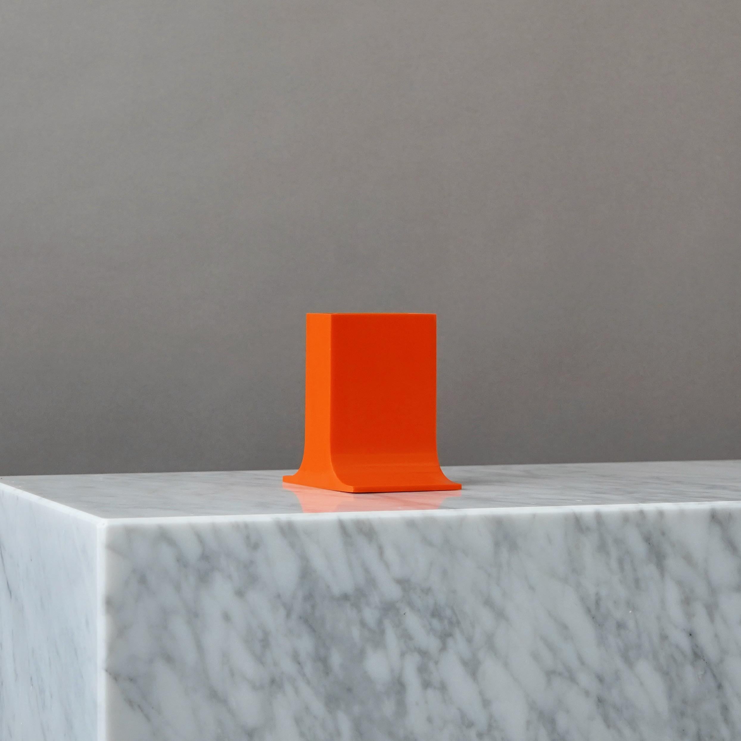 Italian Original Orange 'Lampedusa' Vase by Enzo Mari for Danese Milano. Italy, 1960s For Sale