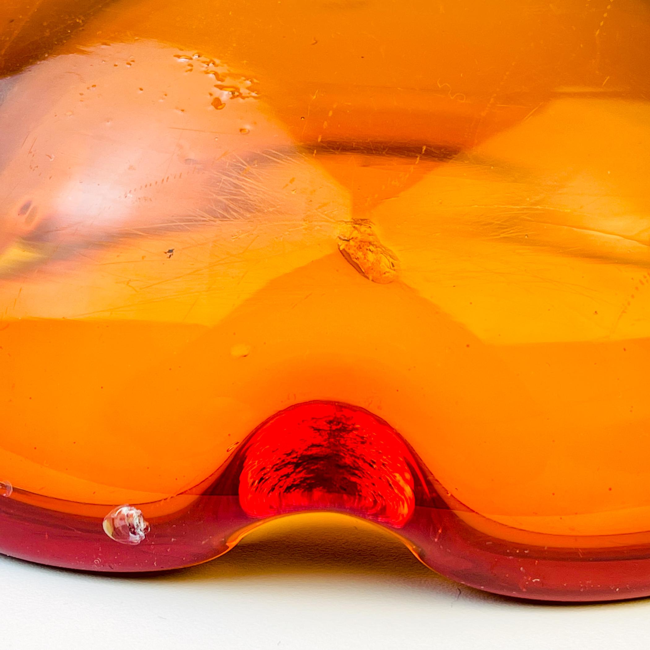 Original orange murano glass ashtray, Italy, 1970s For Sale 5