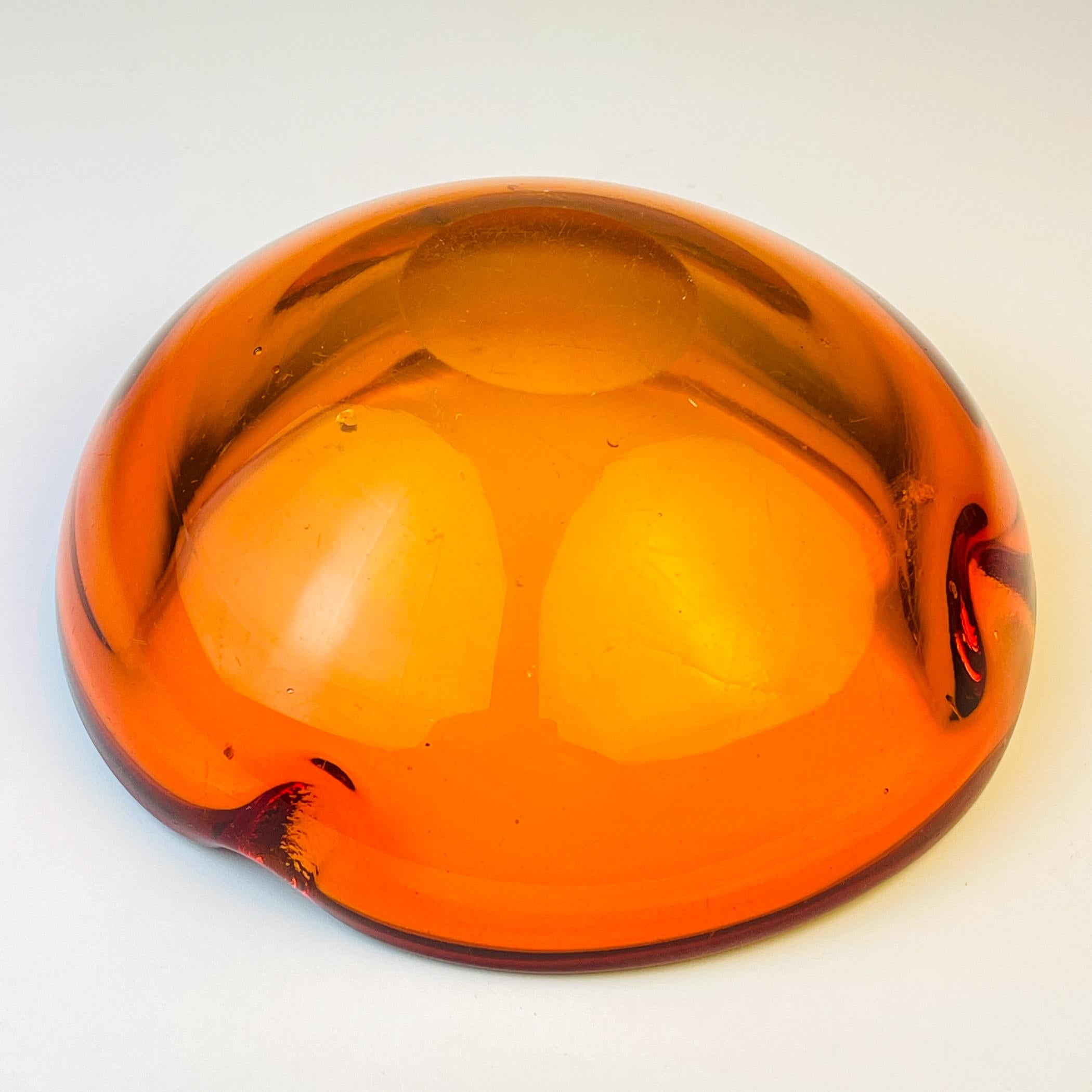 Original orange murano glass ashtray, Italy, 1970s For Sale 8