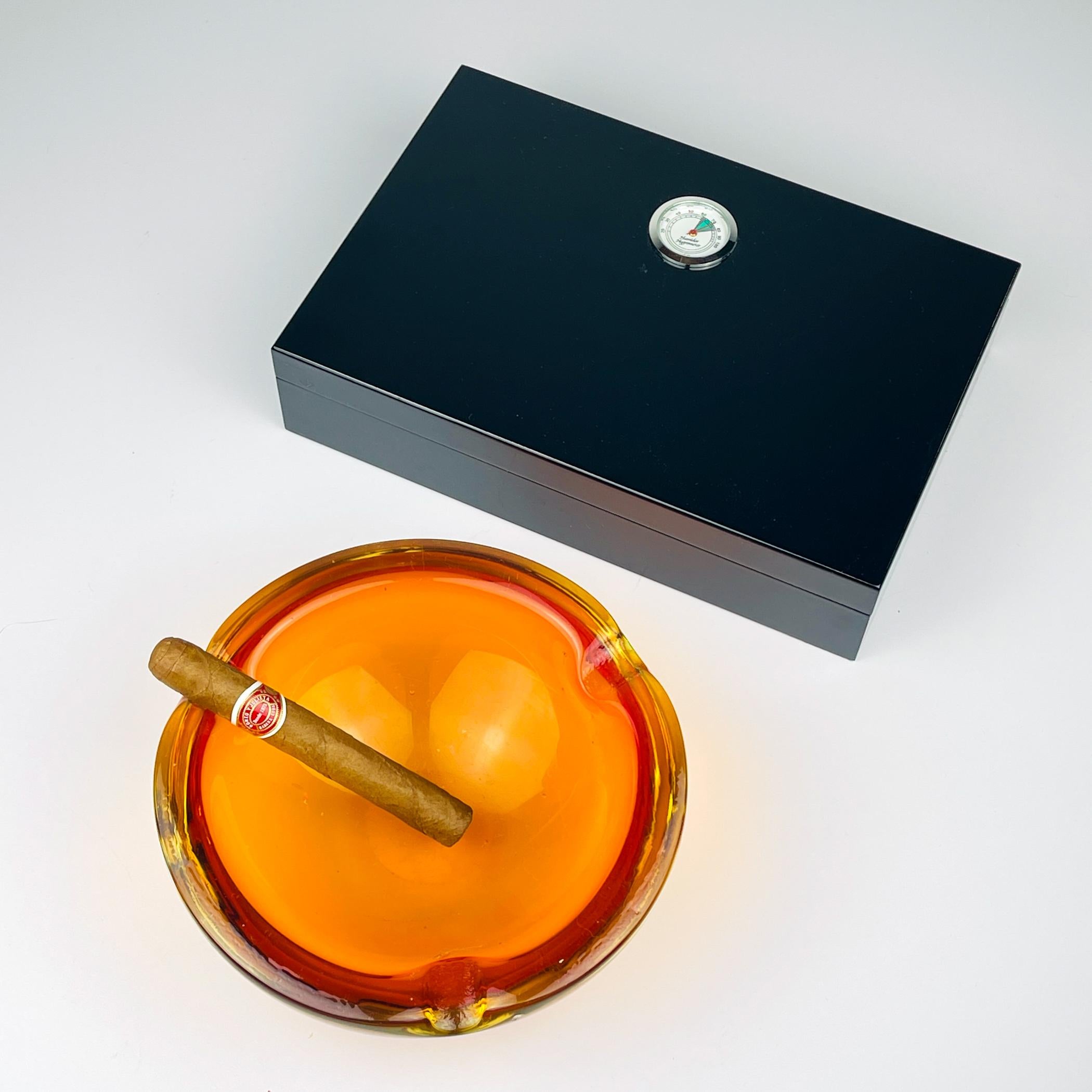 Murano Glass Original orange murano glass ashtray, Italy, 1970s For Sale