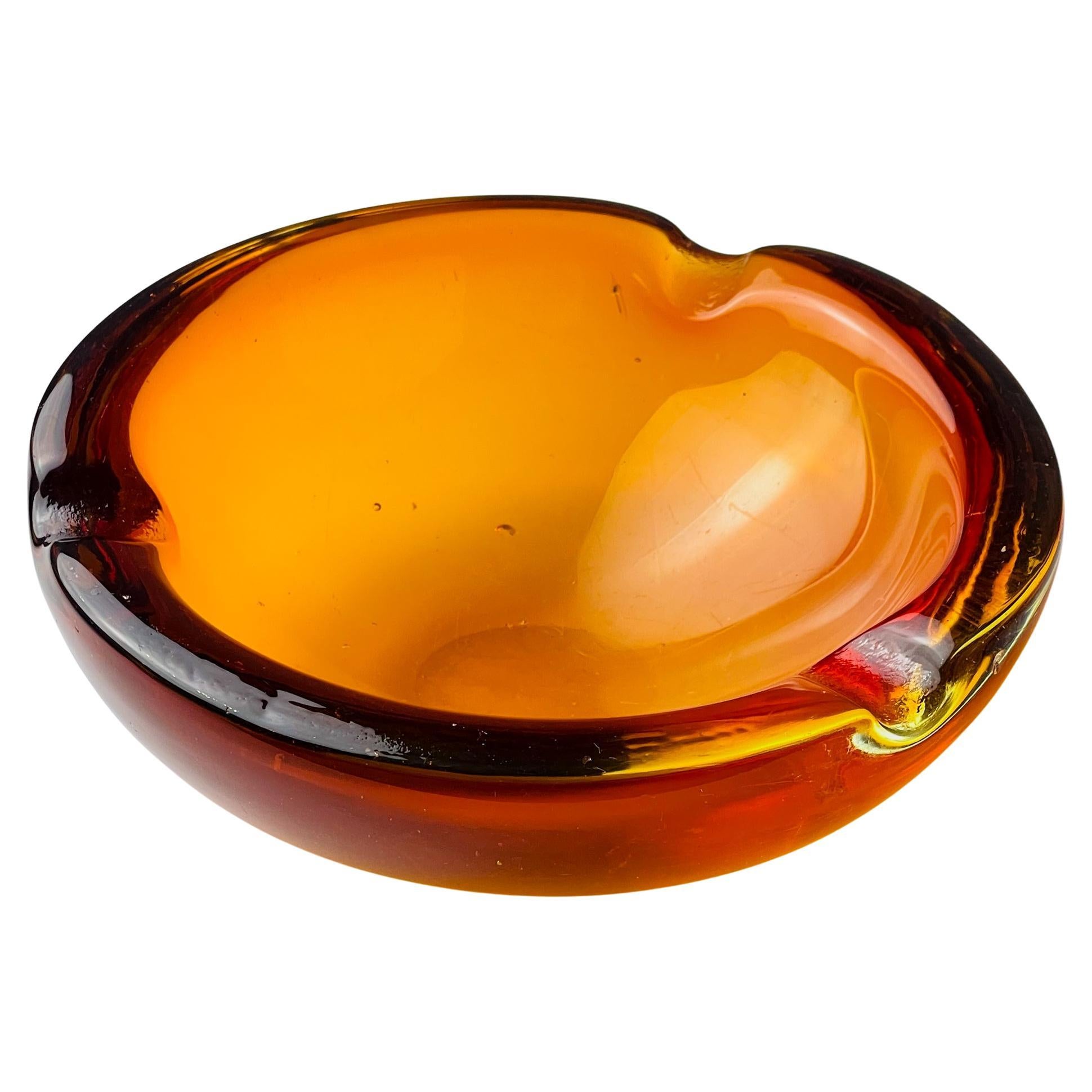 Posacenere originale in vetro di Murano arancione, Italia, anni '70