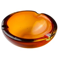 Posacenere originale in vetro di Murano arancione, Italia, anni '70