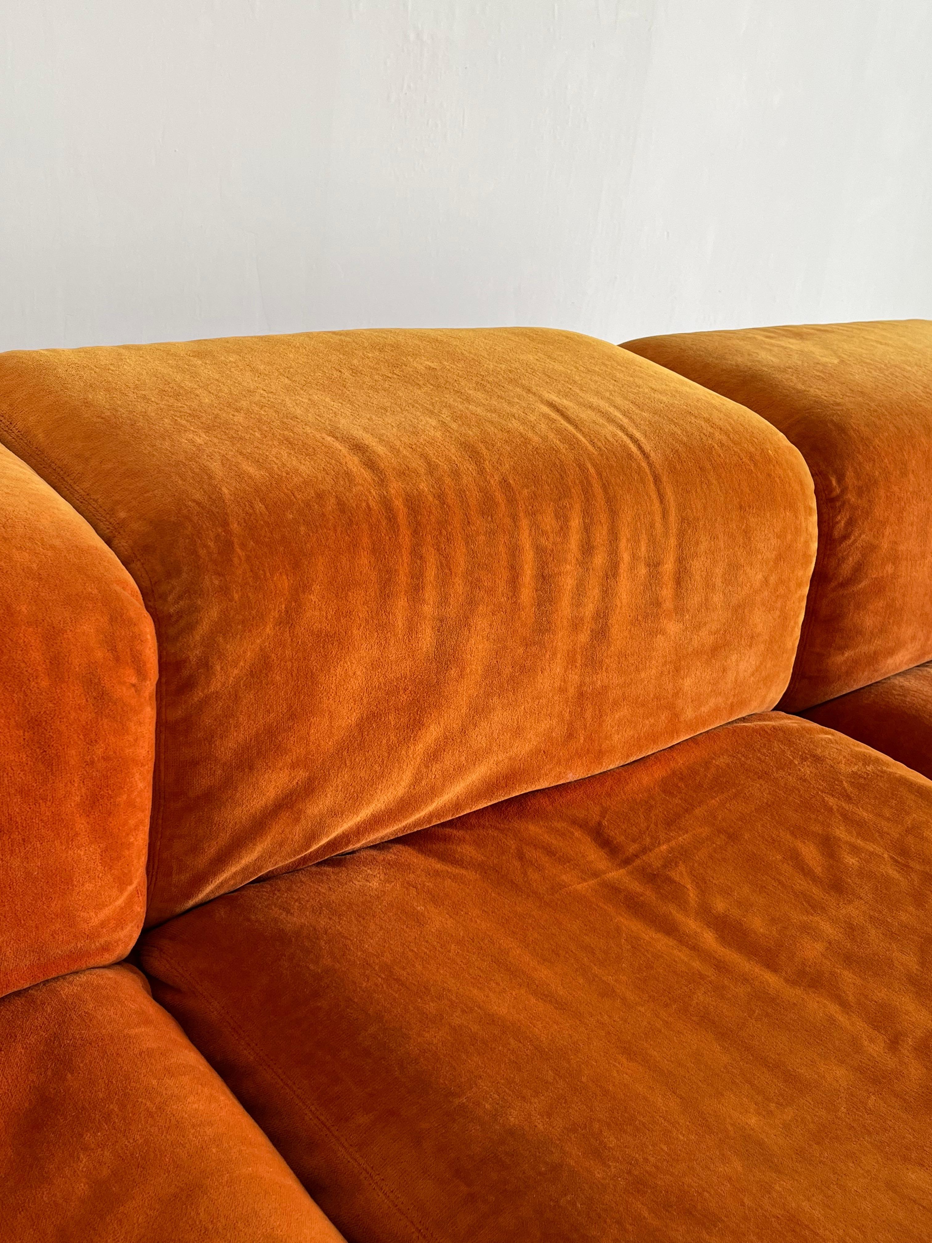 Original Orange Velvet '155' Modular Sofa by Knoll Collections, 1970s 3