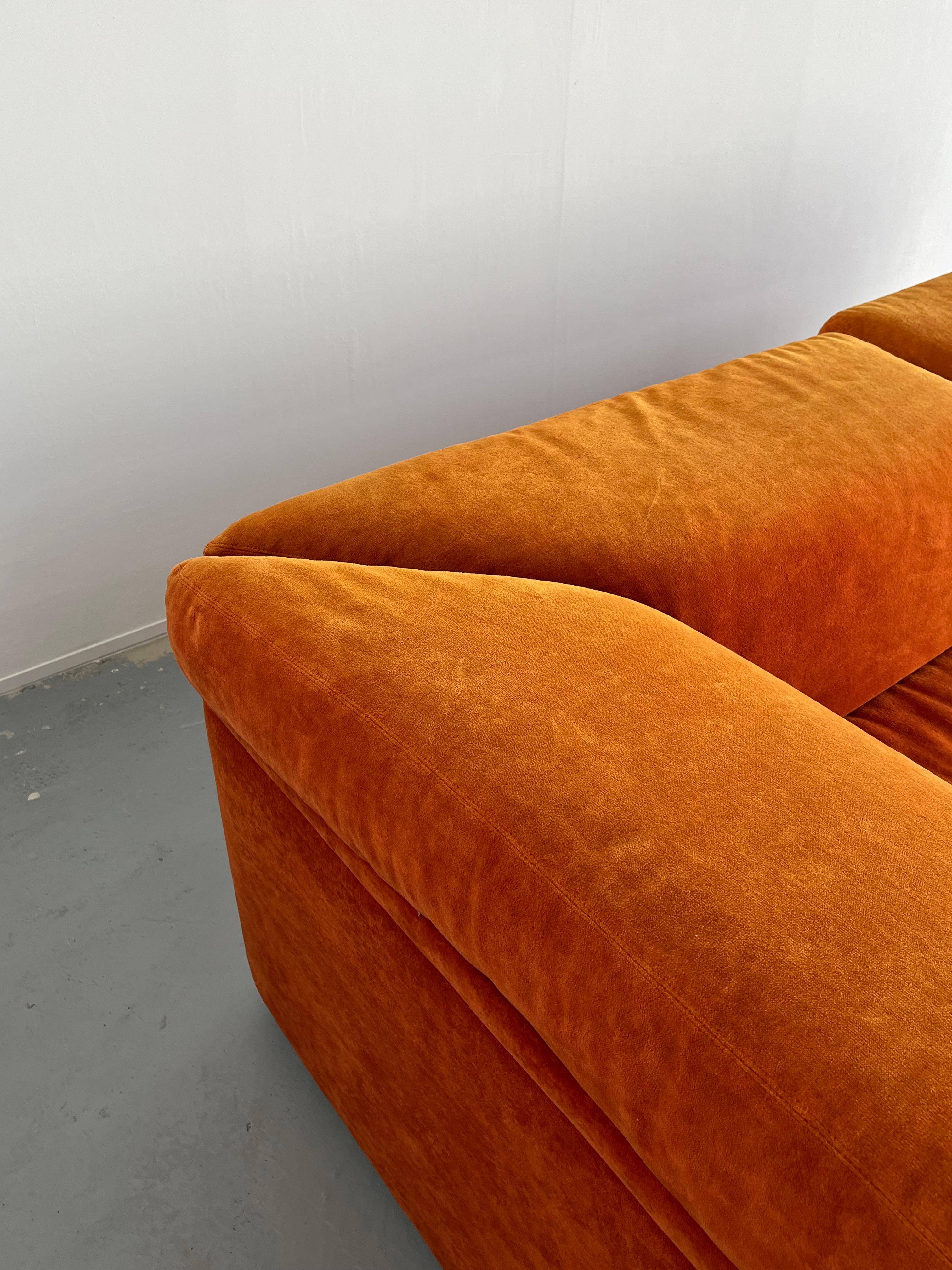 Original Orange Velvet '155' Modular Sofa by Knoll Collections, 1970s 4
