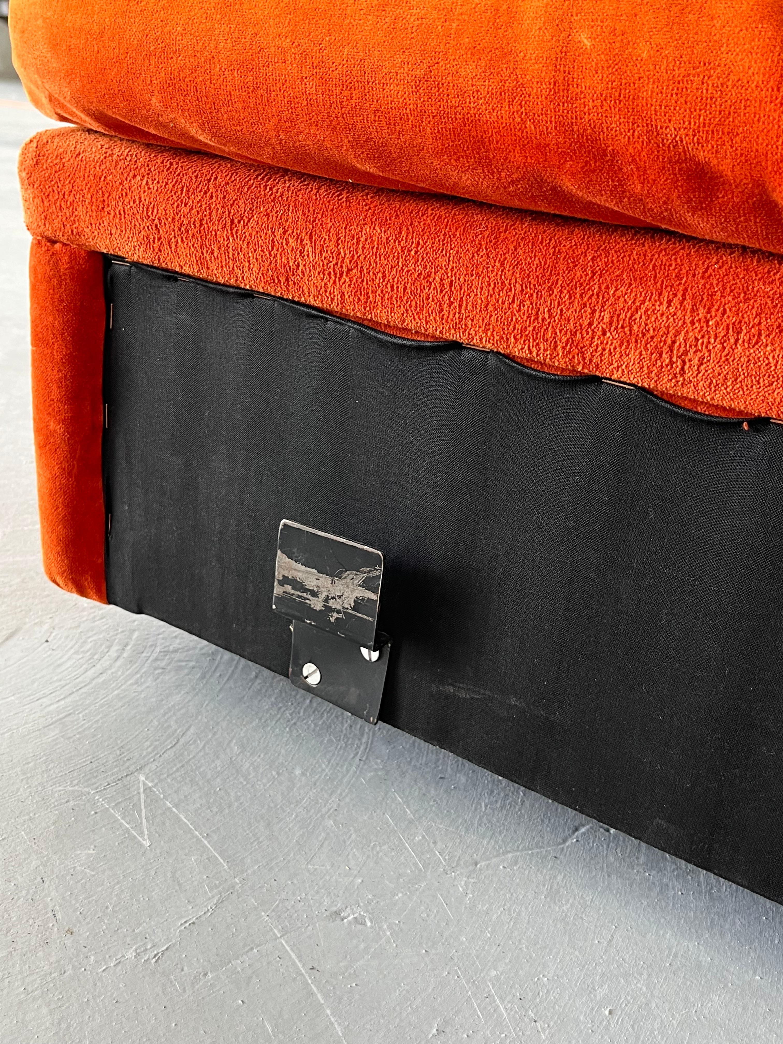 Original Orange Velvet '155' Modular Sofa by Knoll Collections, 1970s 7