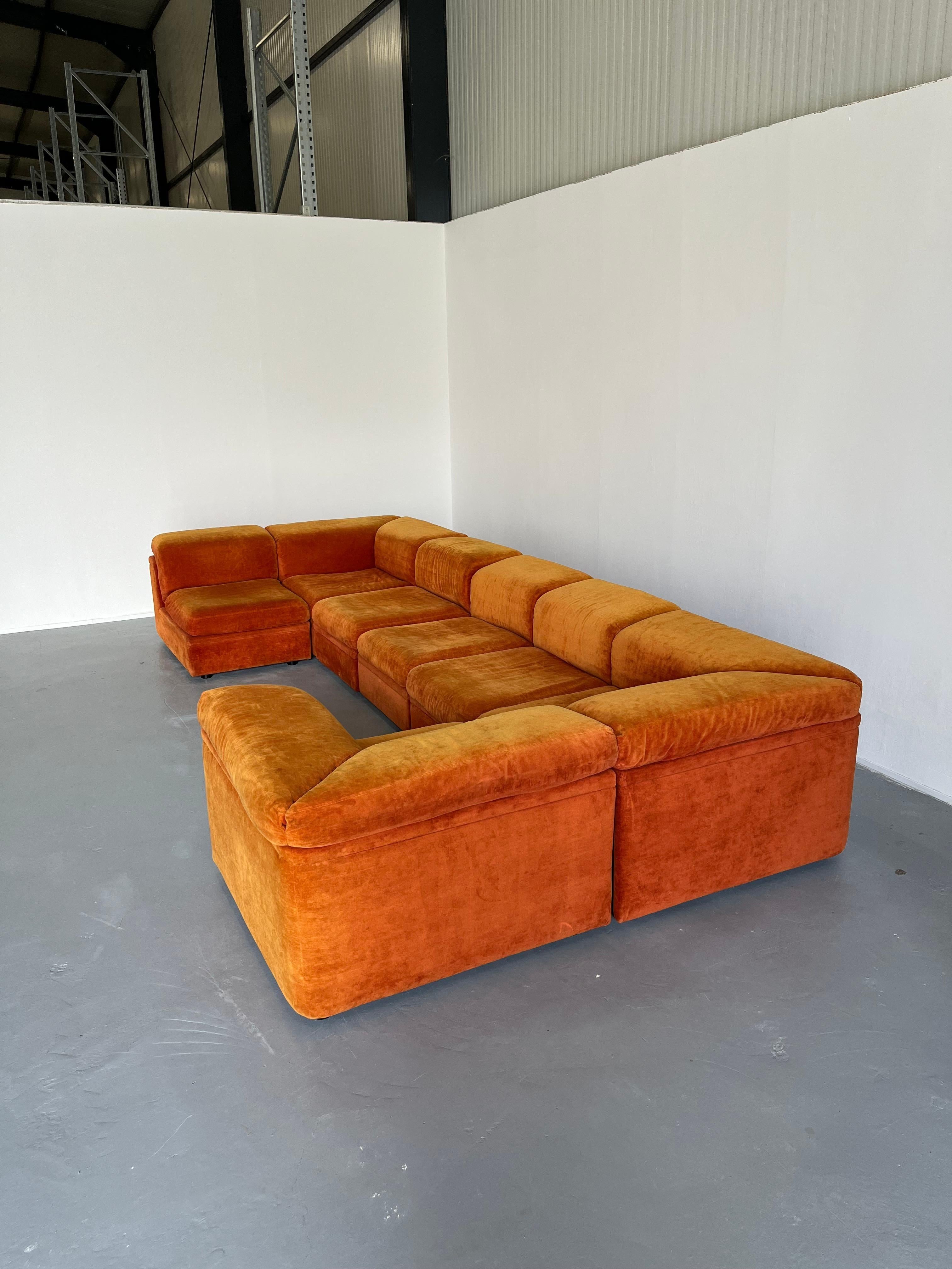 orange velvet sectional