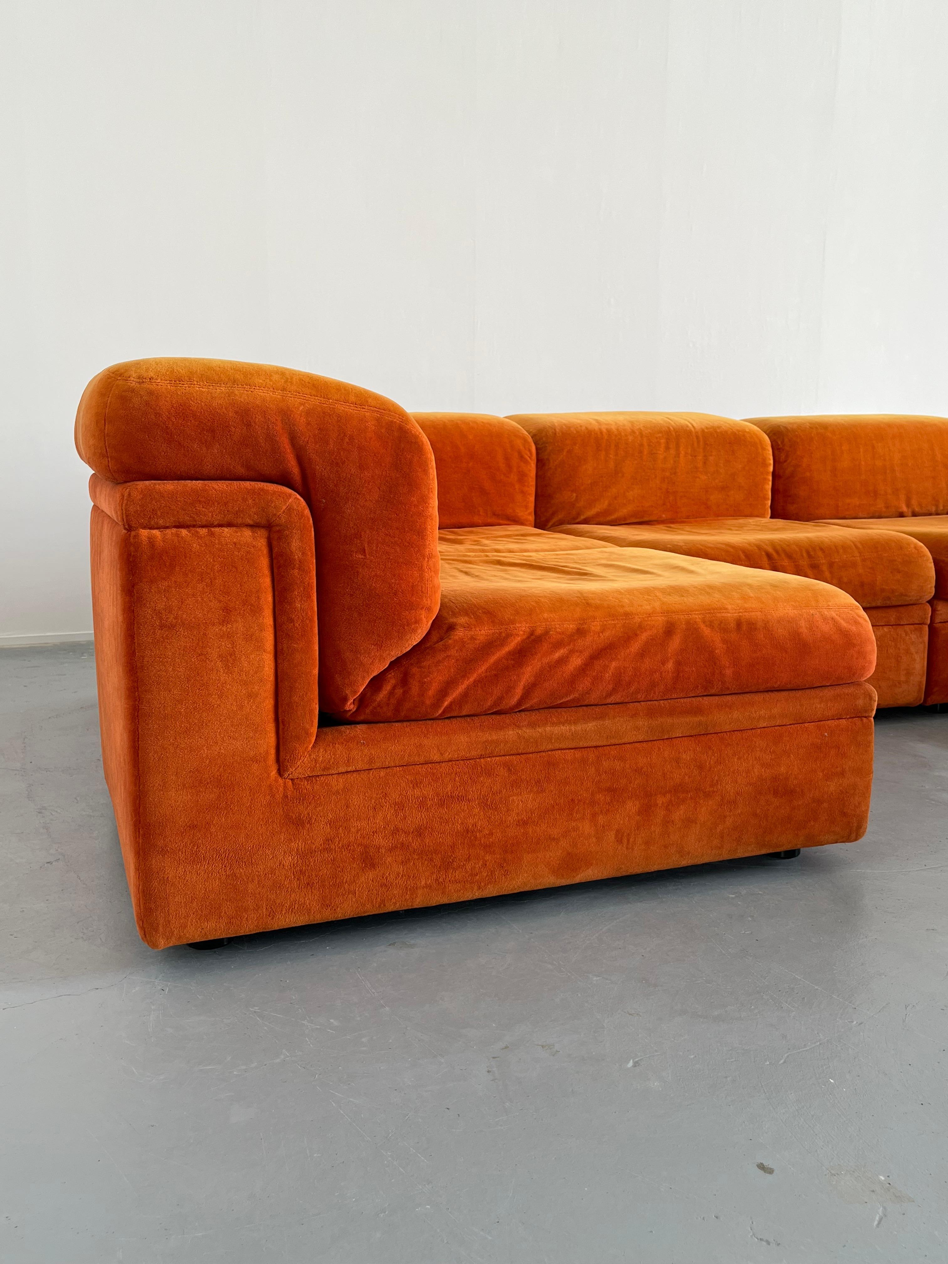 Original Orange Velvet '155' Modular Sofa by Knoll Collections, 1970s 2