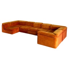 Original Orange Velvet '155' Modular Sofa by Knoll Collections, 1970s