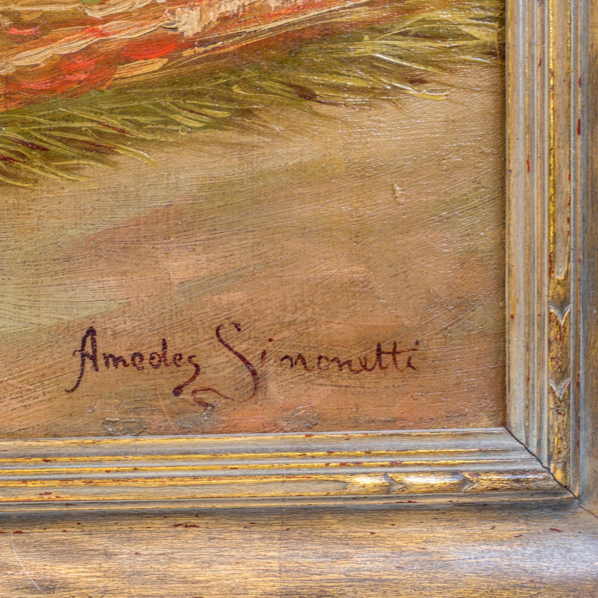 Toile Peinture orientaliste originale d'Amedeo Simonetti, signée, datant d'environ 19ème siècle en vente