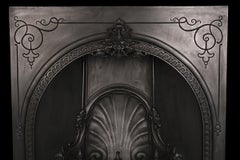 Original Ornate Victorian Cast Iron Arched Fireplace Grate, Mid-19th Century