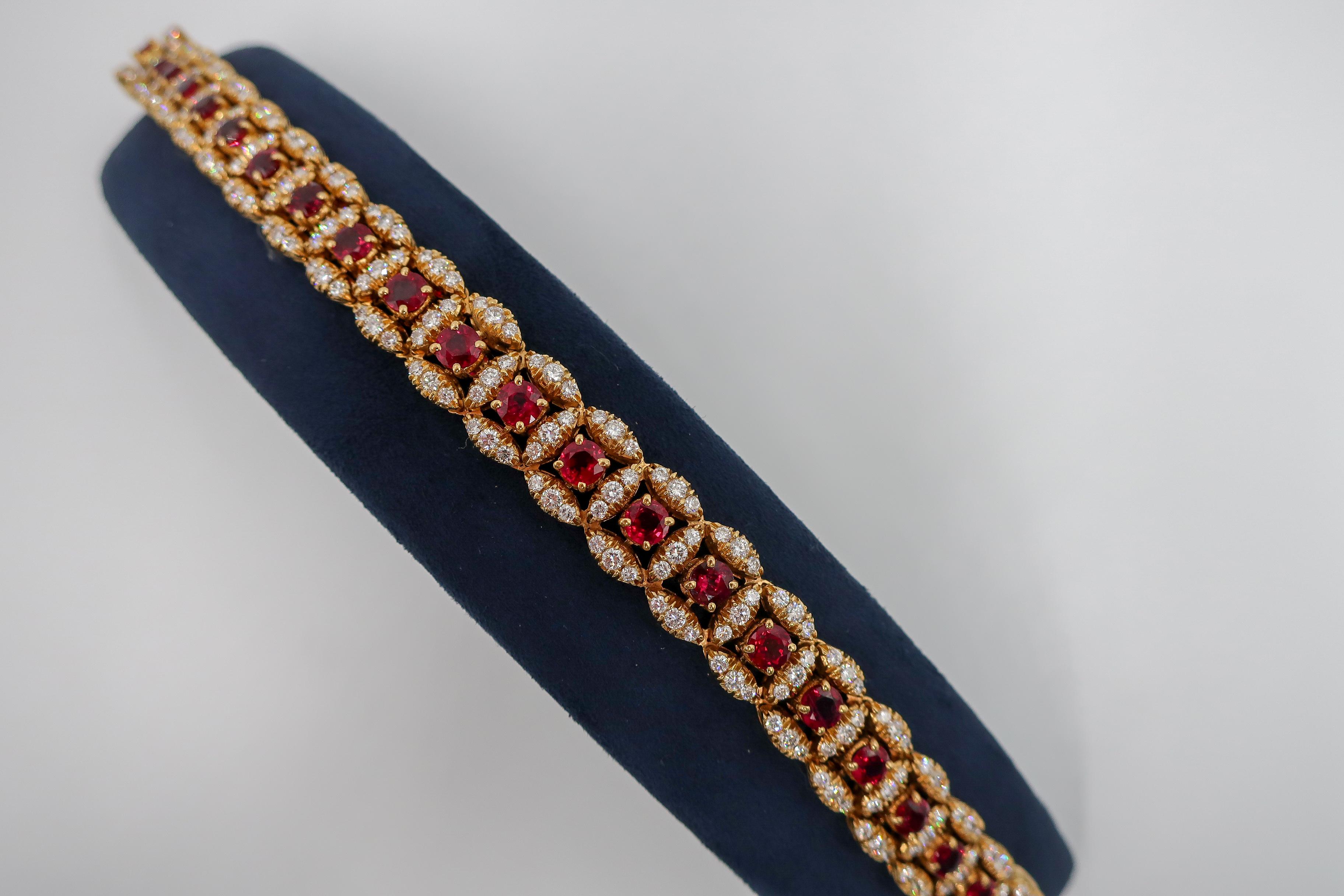 Oscar Heyman Armband mit Rubin und Diamanten (Rundschliff) im Angebot