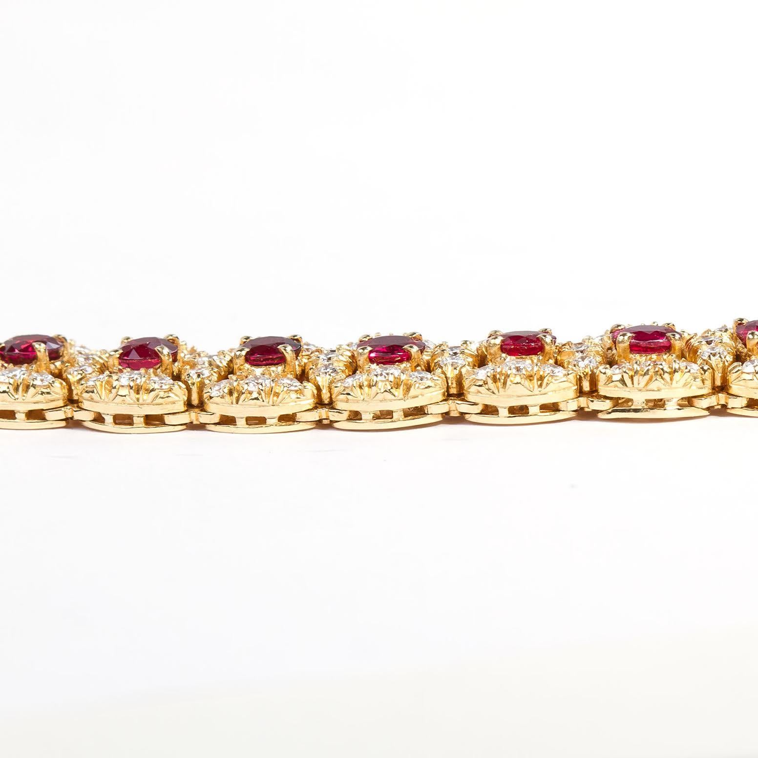Original Oscar Heyman Ruby and Diamond Bracelet In Excellent Condition For Sale In New York, NY