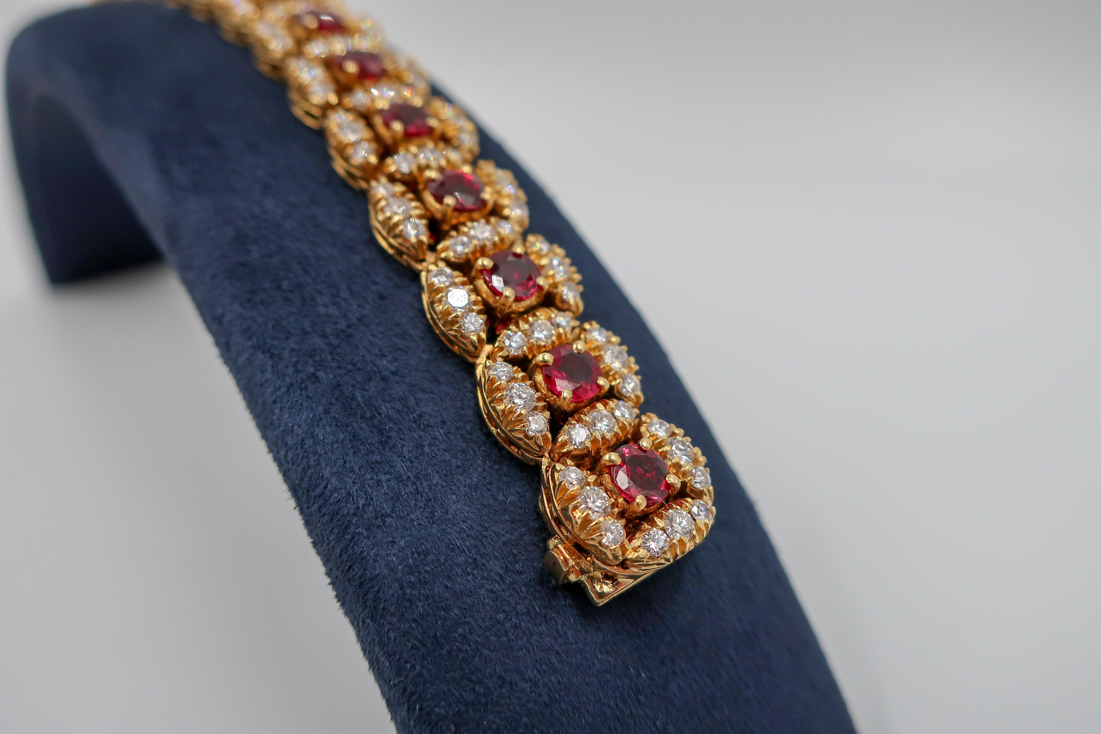 Women's Original Oscar Heyman Ruby and Diamond Bracelet For Sale