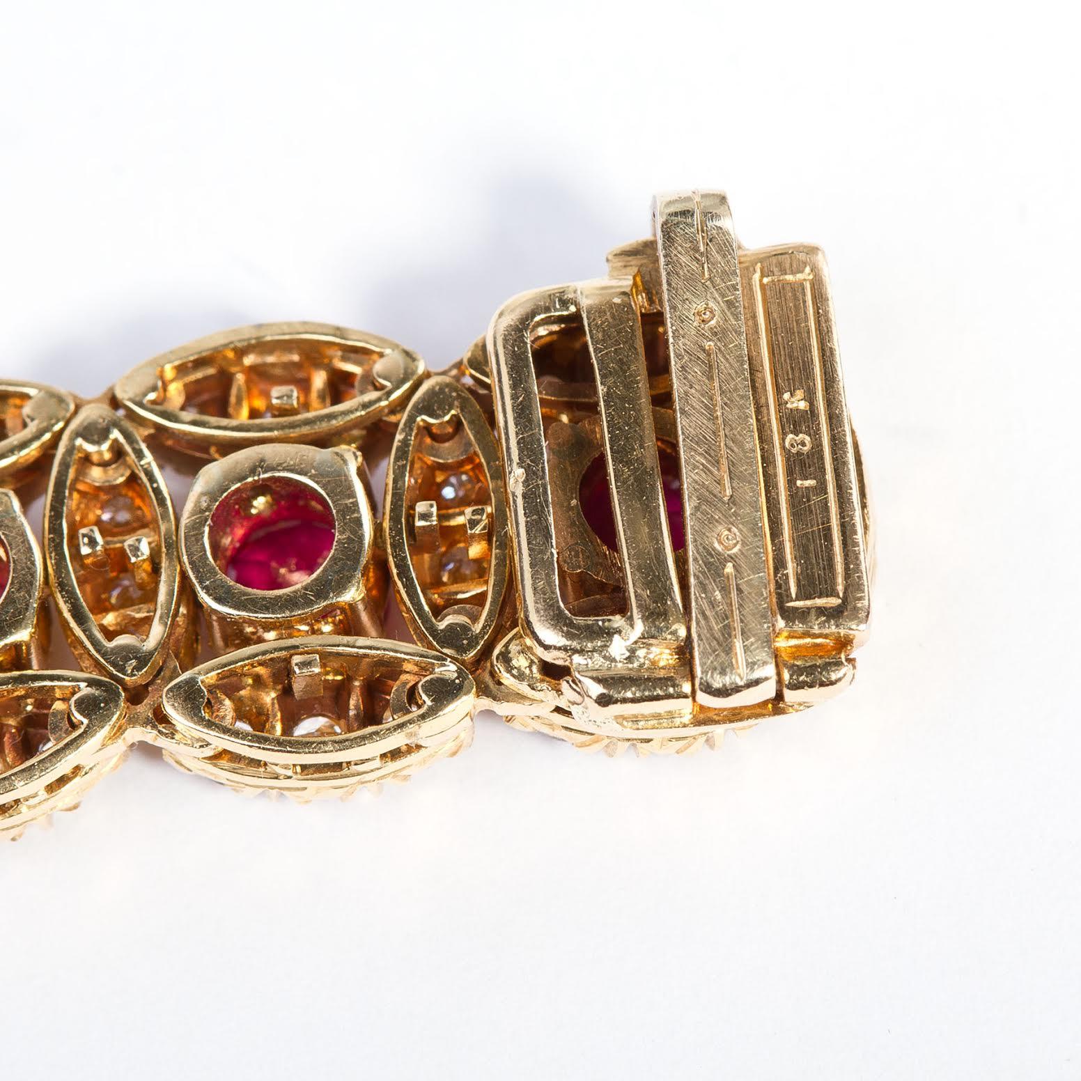 Original Oscar Heyman Ruby and Diamond Bracelet For Sale 2