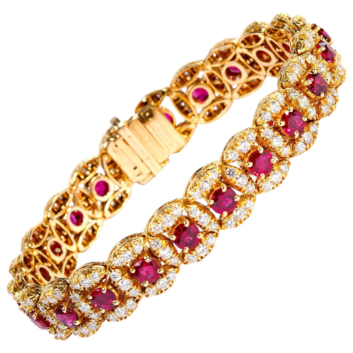 Oscar Heyman Bracelet original en rubis et diamants