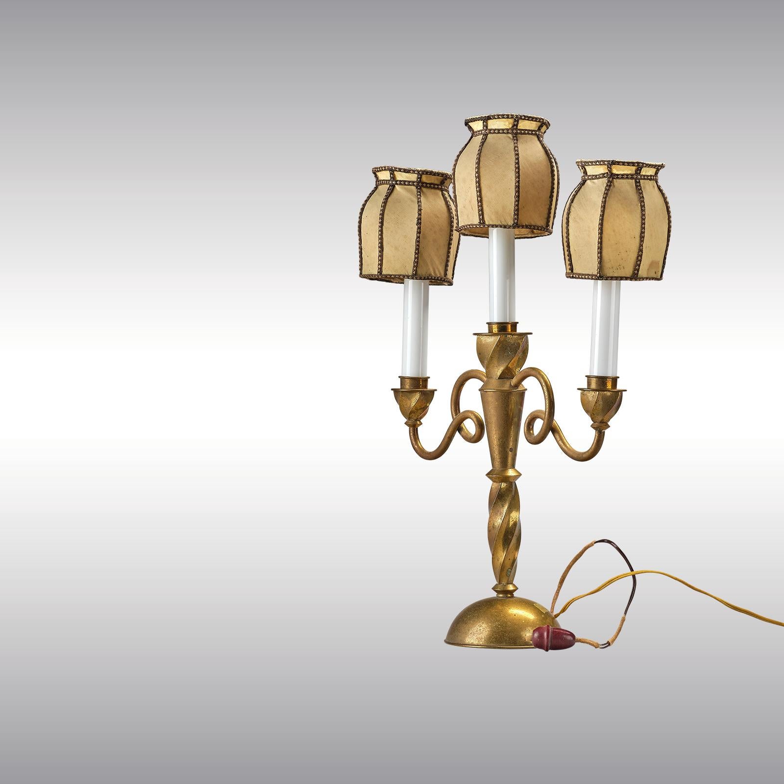 Jugendstil Otto Prutscher, lampe de table à trois lumières d'origine, modèle 6051 en vente
