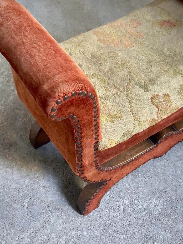 Original Otto Schultz stool with nailheads and fabric for Boet 1930s, Sweden. For Sale 3