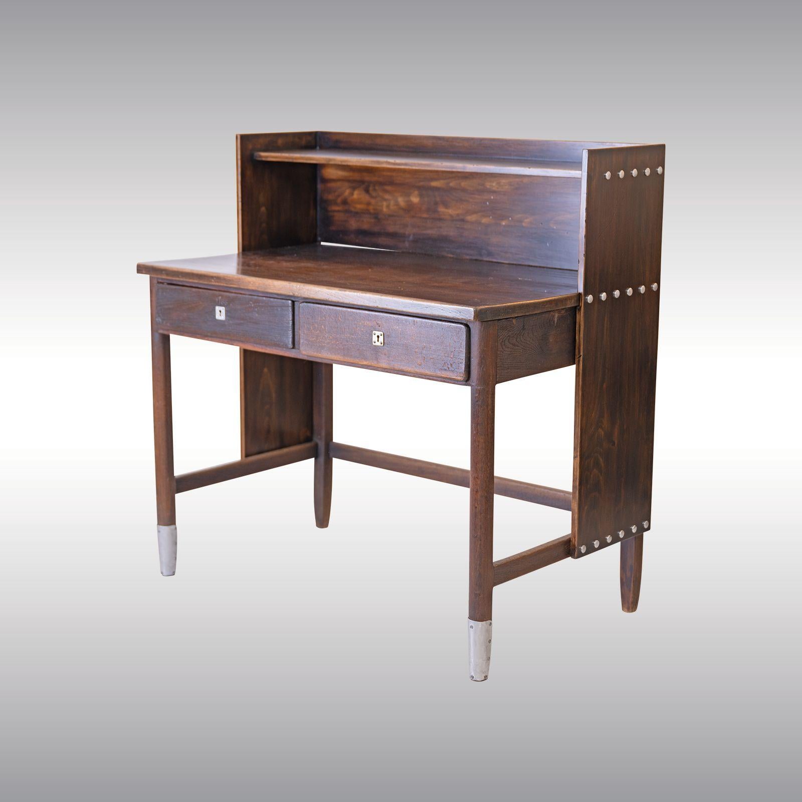 Otto Wagner writing desk from the Postal Saving Bank in Vienna. Made by Thonet, Vienna.
Otto Wagner Writing Desk, Postal Saving Bank, Vienna - Lit.: Asenbaum/Haiko, Otto Wagner, Möbel und Innenräume, Salzburg/Vienna 1984, p. 212, ill. 271. See also
