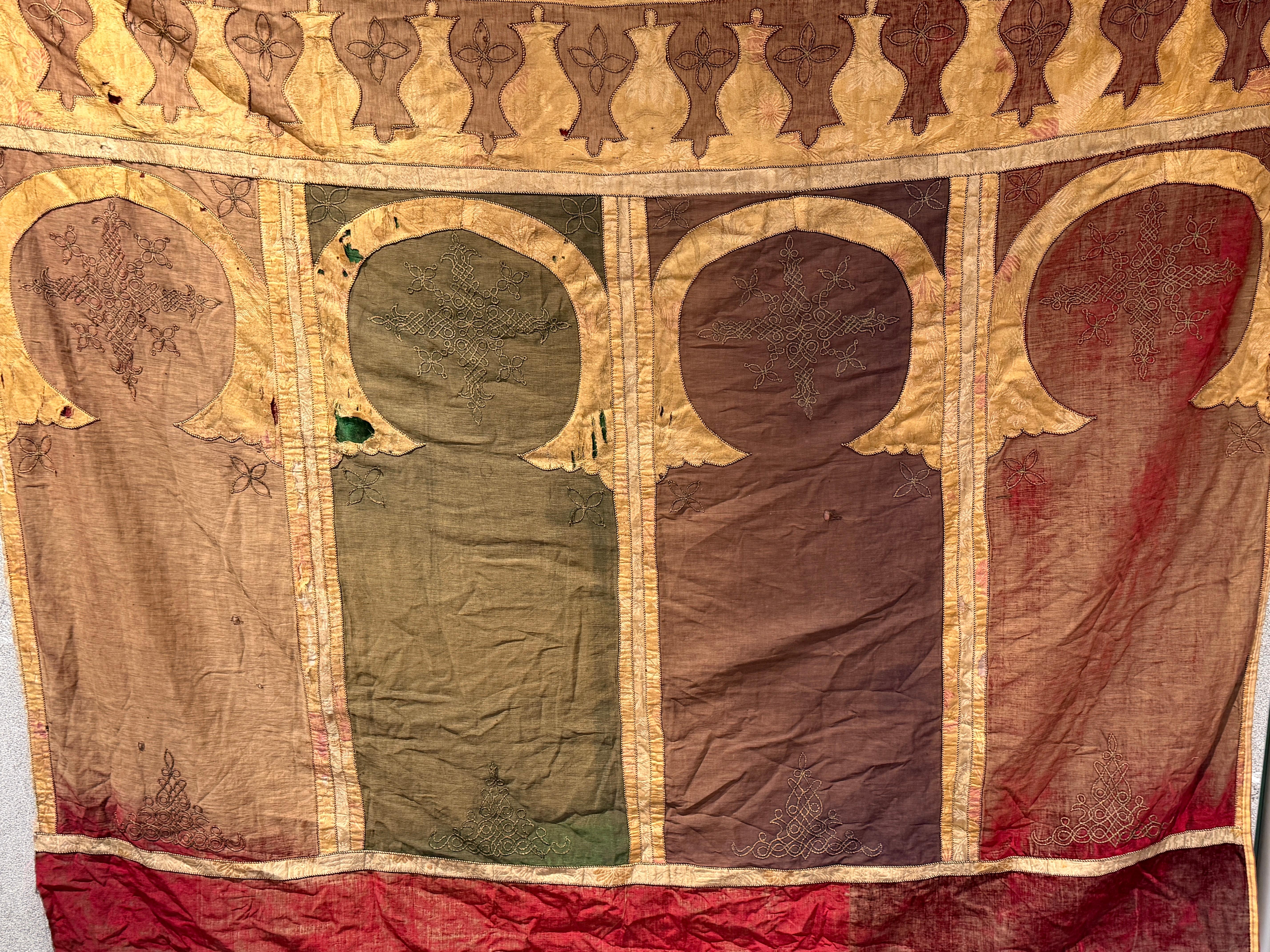 XIX secolo Original Ottoman Embroidered Coverlet, circa 1880 in vendita